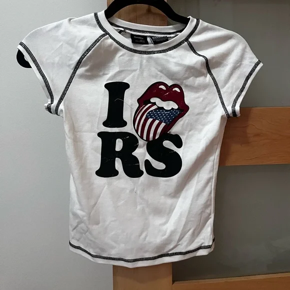 Bershka white size small Rolling Stones
